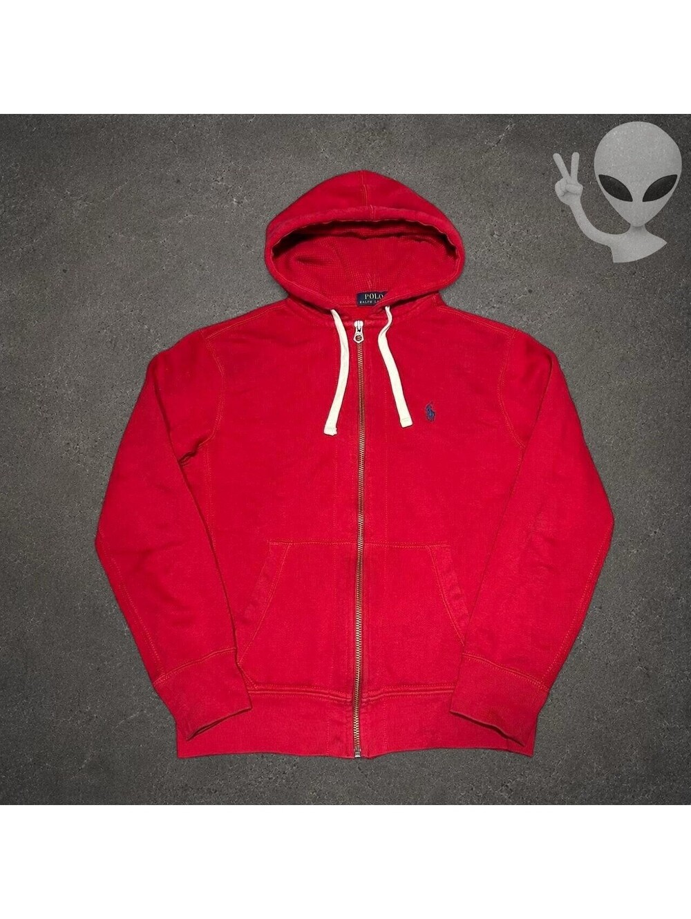 Polo Ralph Lauren Red Full Zip Hoodie Jacket Mens S Navy Pony Preppy